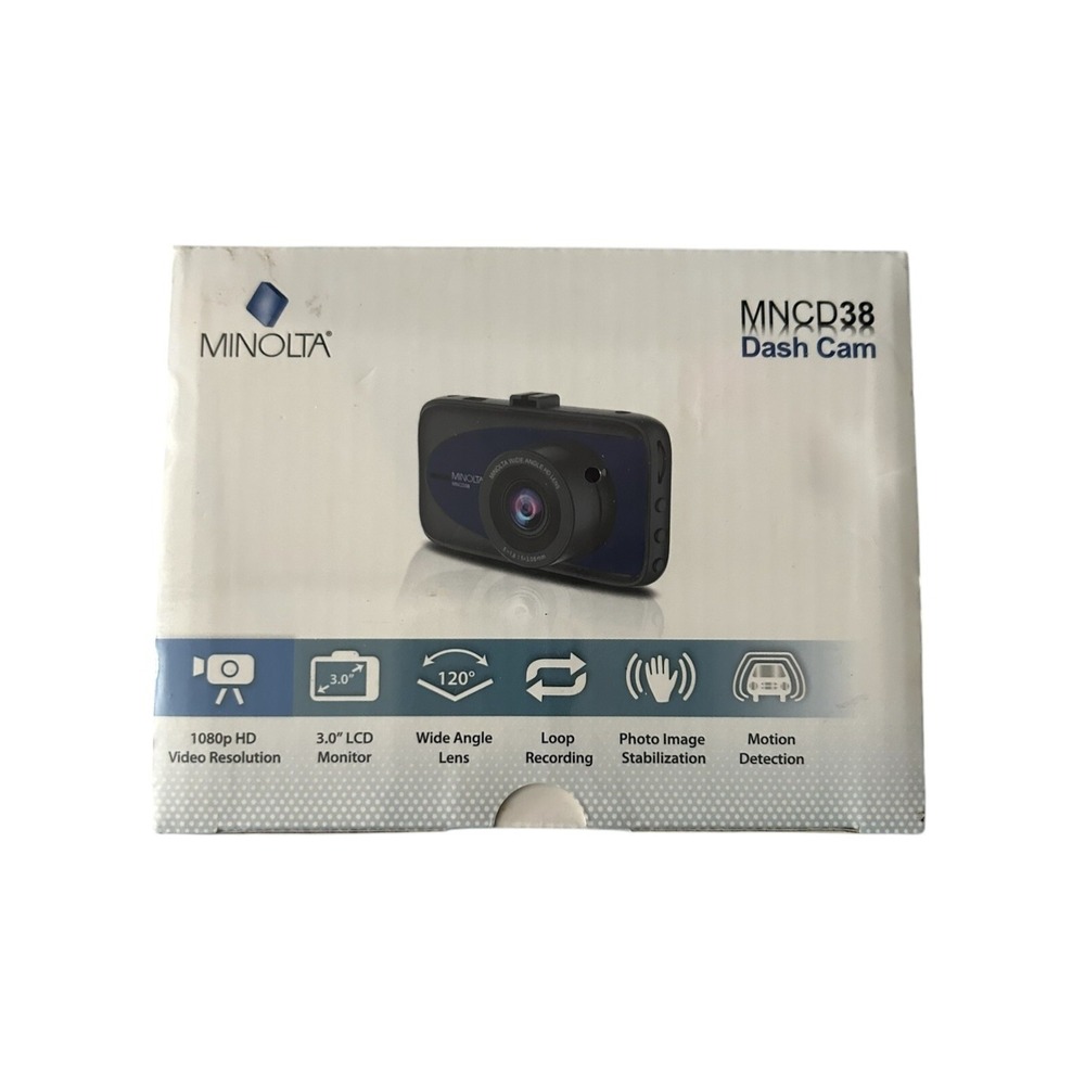 New Sealed Minolta MNCD38 Full HD 12MP 3" LCD Screen Dash‎ Cam, Blue #MNCD38-BL